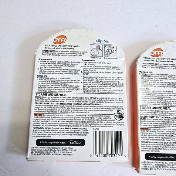 OFF Mosquito Repellent CLIP ON Fan plus Refills Total NEW - Picture 7 of 9